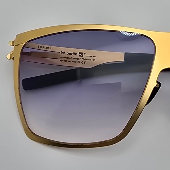 IC! Berlin Dark Energy Gold Frame Light Blue Gradient Lens Sunglasses w/ Case - Picture 15 of 16
